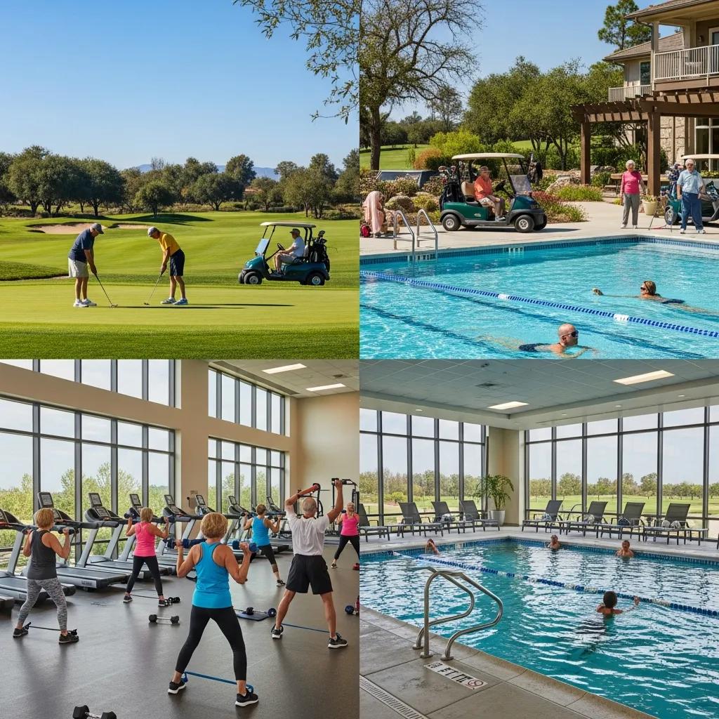 Amenities in Whitefish luxury senior living community including fitness center and pool