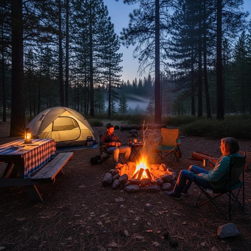 Campsite at Thompson Falls Campground near Plains, MT, surrounded by nature