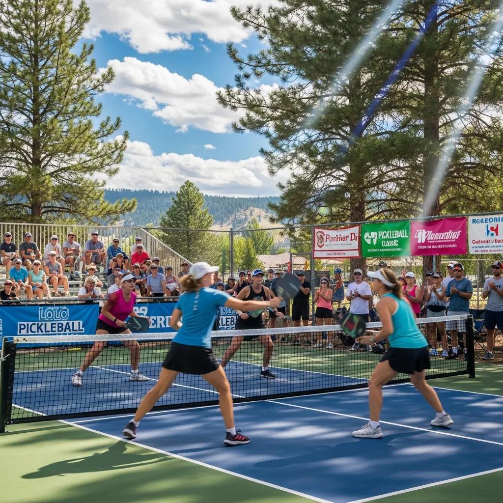 Exciting pickleball tournament in Lolo, MT with players and spectators
