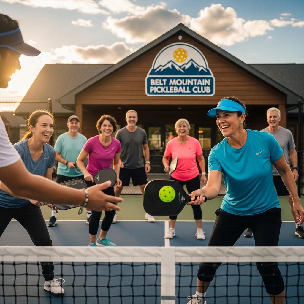 Group of pickleball players at a local club in Belt, Montana, showcasing community engagement and camaraderie