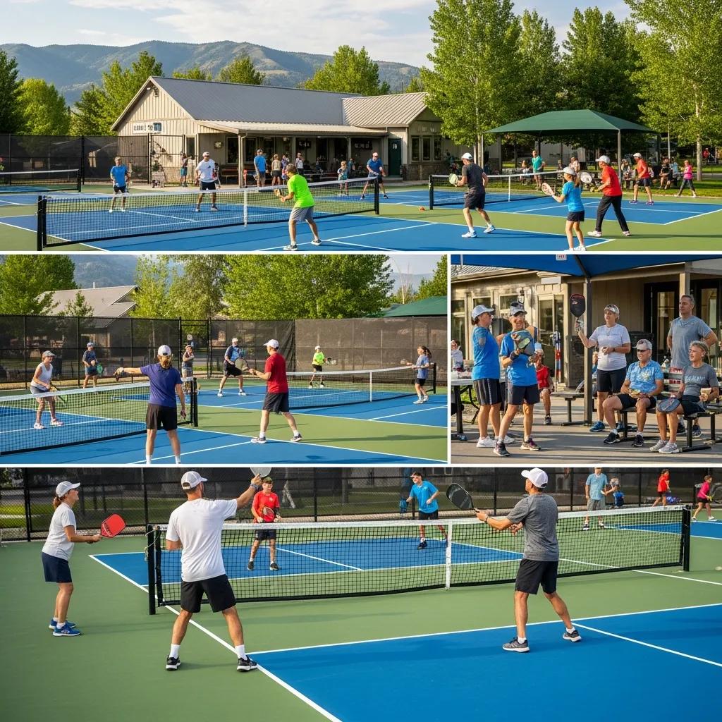 Group of pickleball players practicing at a club in Lolo, MT