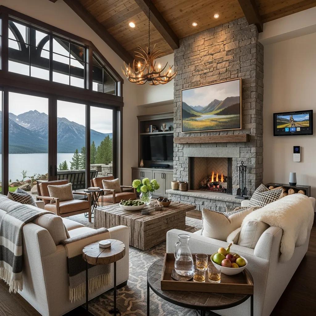 Interior of a luxury Montana home featuring high-end finishes and smart technology, illustrating luxury living