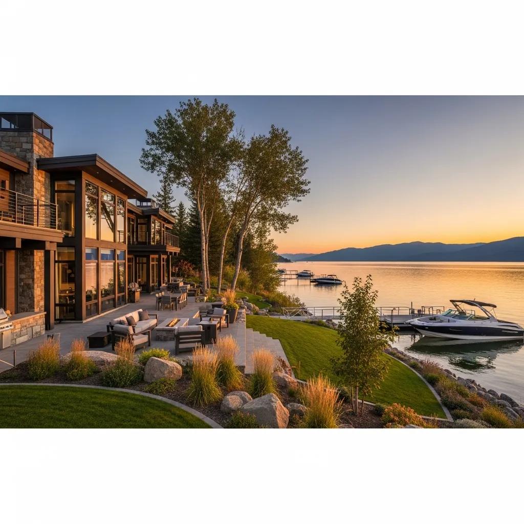 Luxury waterfront home in Montana with serene lake views