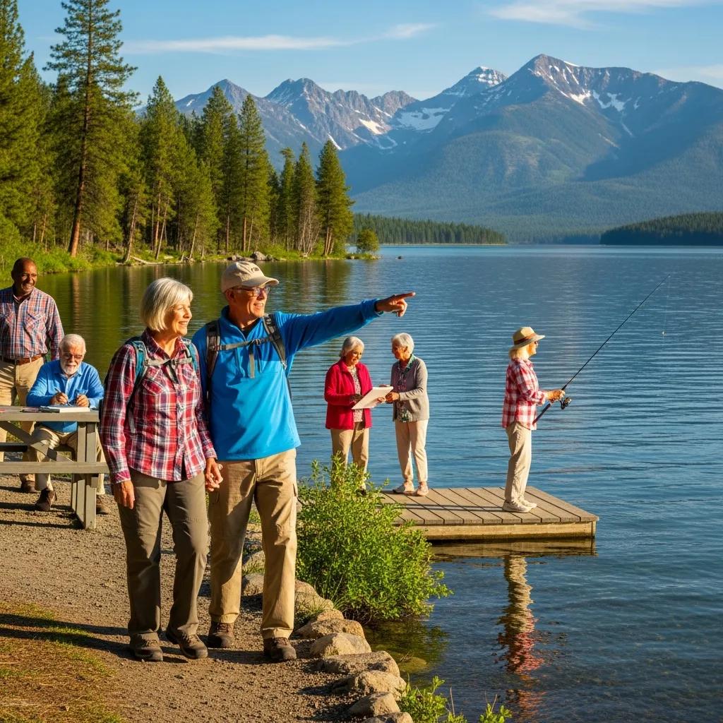 Retirees enjoying outdoor activities in the Flathead Reservation, showcasing lifestyle benefits